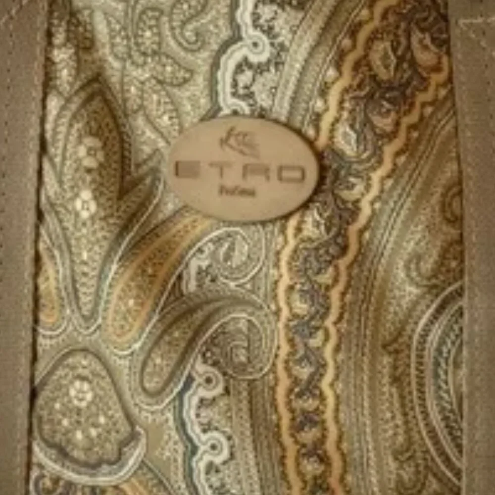 Vintage ETRO Profumi Double Handle Tote Bag in Paisley Beige Gold Nylon EUC - Picture 5 of 13